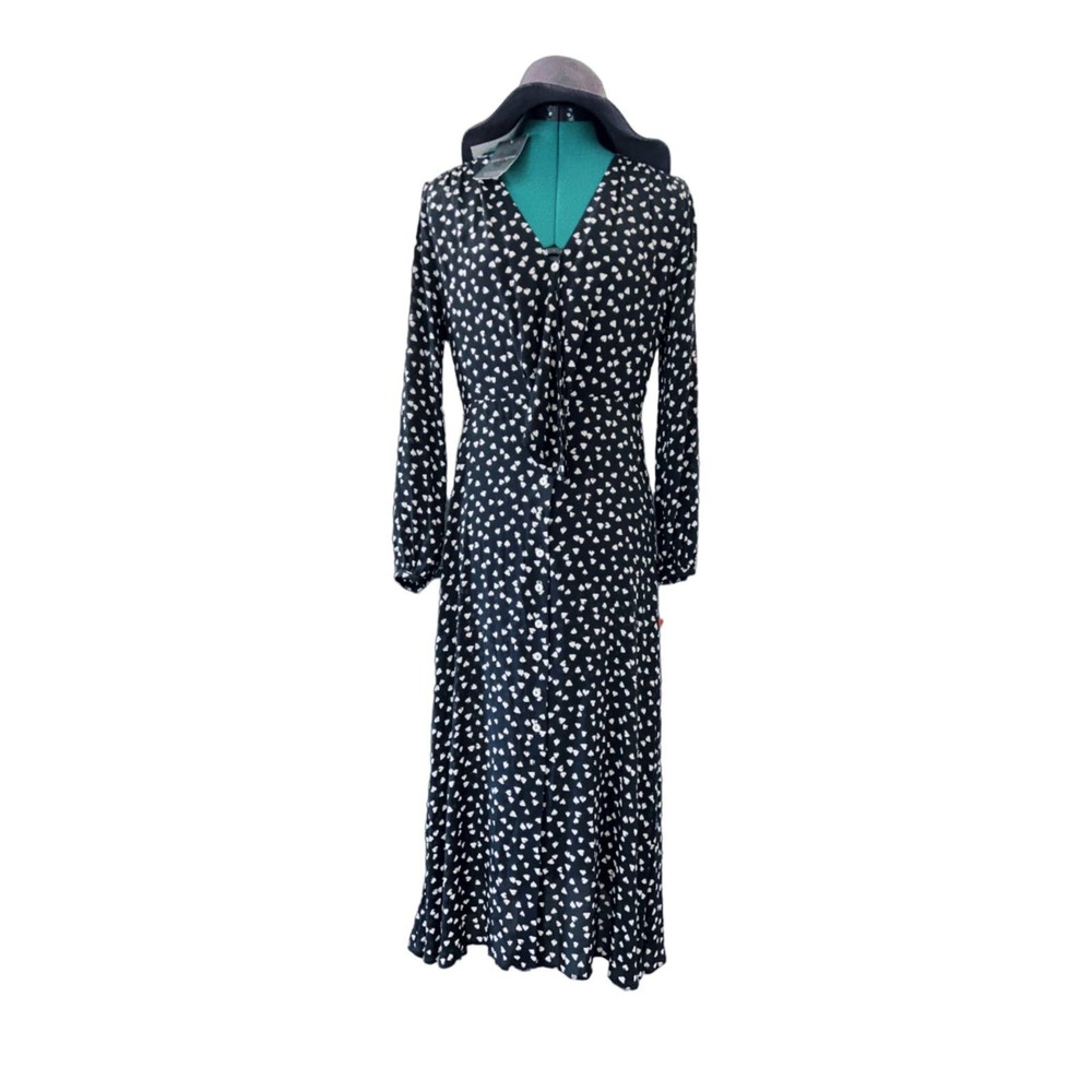 Mirae Paris heart print Midi dress black FR36